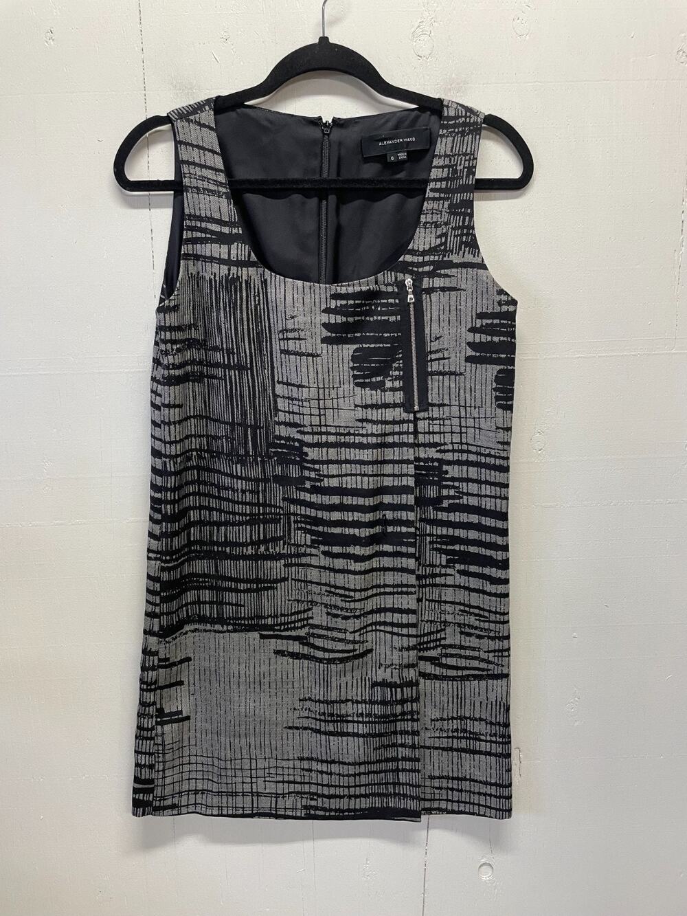 Alexander Wang Women's Sleeveless Sheath Dress Size 0 Abstract Brushstroke Print